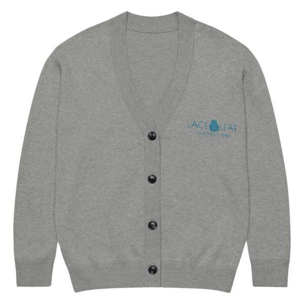 Lace Leaf Knitted Cardigan Gray - Image 13