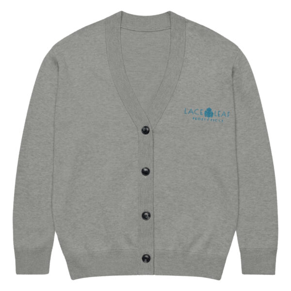 Lace Leaf Knitted Cardigan Gray - Image 2