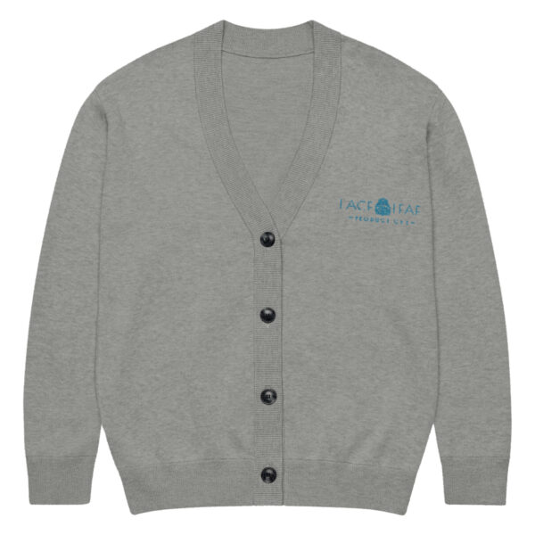 Lace Leaf Knitted Cardigan Gray - Image 3